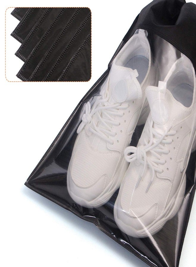 TENABORT 12 Pack Portable Shoe Bags for Travel Large Shoes Pouch Storage Organizer Clear Window with Drawstring for Men and Women Black - Image 5